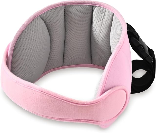 Inchant Enfants Siège de voiture Head Support Band Ajustable Kids Tête de voiture et protège-cous Bracelet confortable pour tout-petit avec ceinture réglable bébé & Accessoires de voyage de voiture pour enfants, Pink&Grey