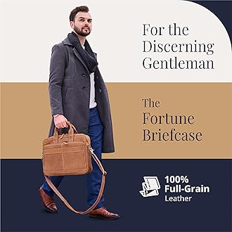 Luxorro Leather Briefcases For Men | Soft, Full Grain Leather Laptop Bag For Men W/hand Stitching That Will Last A Lifetime | Slim But Spacious | Fits 14-inch Laptops, Light Brown