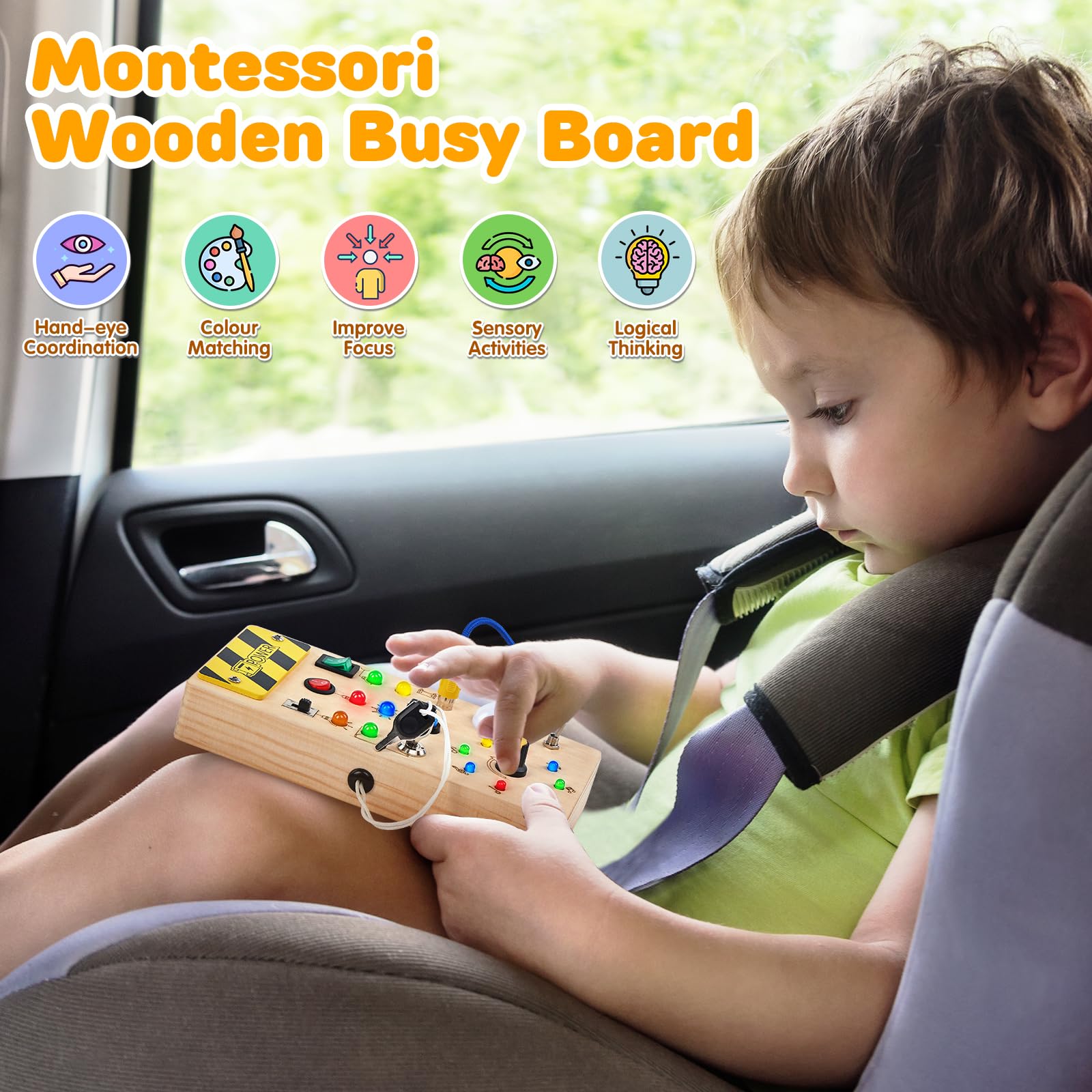 Joyreal Paneles Sensoriales Montessori - Busy Board De Madera Con Espejo Juguetes Ninos 1 2 3 4 Anos Juegos Educativos Regalos Para Ninos