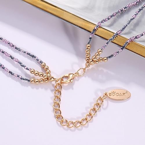Miniatura 5 de Bocar Collar para mujer, collar de cuentas de 3 capas, joyería de moda, regalos de fiesta para ella