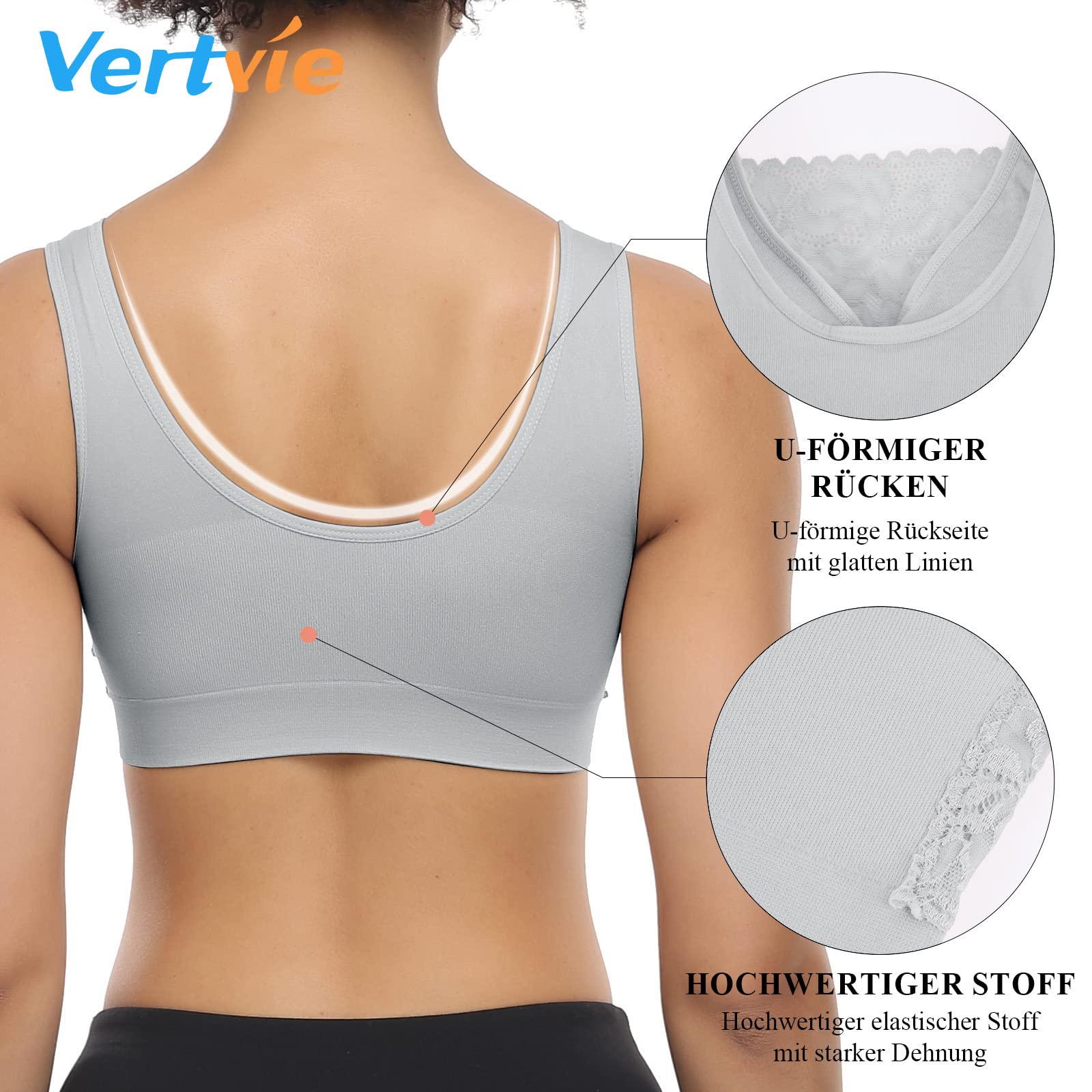 Sujetadores deportivos push up sin costuras, pack de 3 unidades, talla M