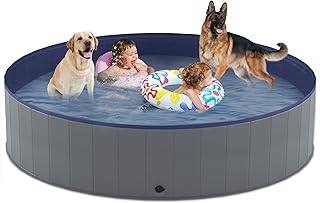 Niubya Foldable Dog Swimming Pool, Collapsible Hard Plastic, Portable Ba...