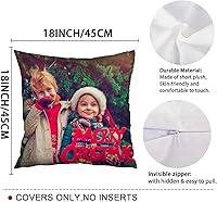 Vista 5 de Kufutee Funda de almohada personalizable con imagen/texto, funda de almohada personalizada con foto para decoración del hogar de Navidad (niño)