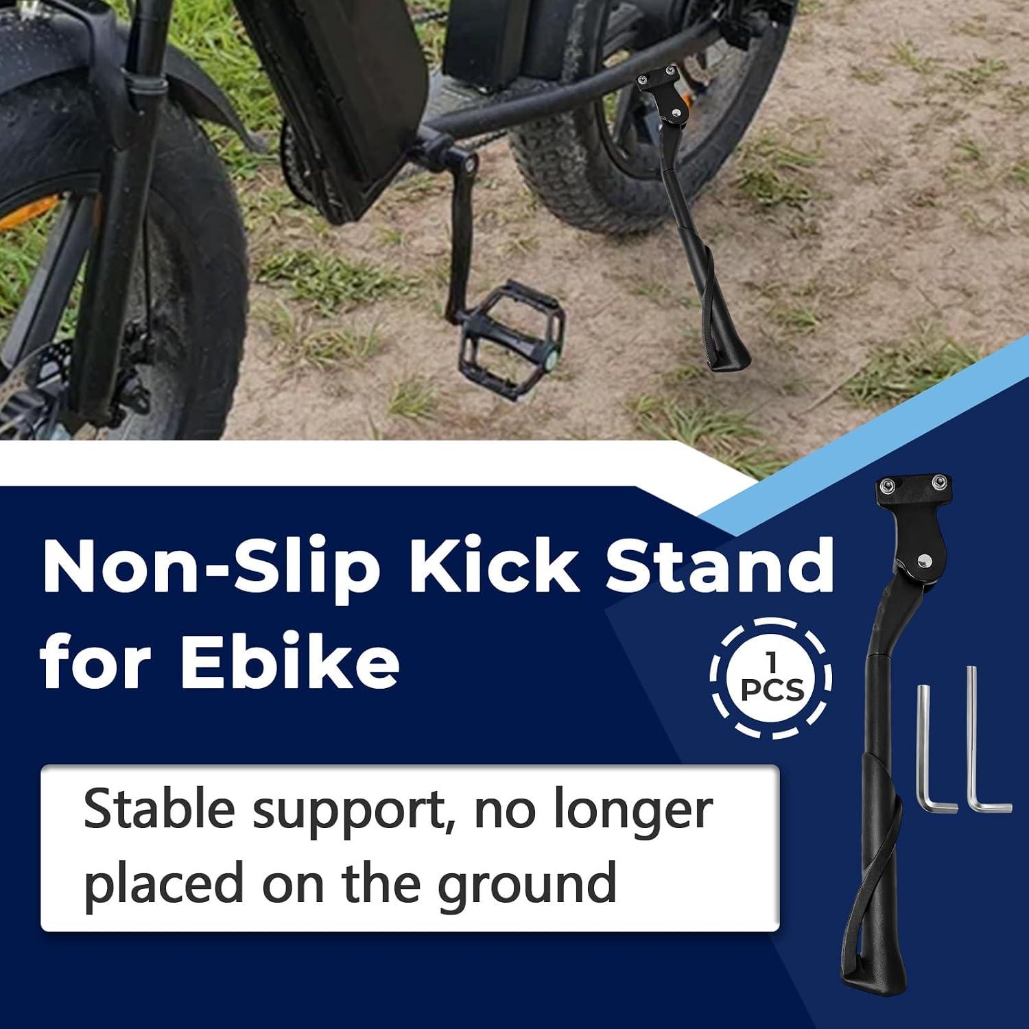 Kickstand for 20-22 Inch Bicycles, Ebike Kickstand Fit for Ridestar Q20, Non-Slip Kick Side Stand