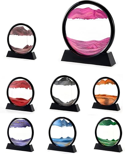 Arte de arena en movimiento dinámico 3D, vidrio redondo de movimiento líquido, arena de mar profundo, paisaje de arena artístico, marco de arena que