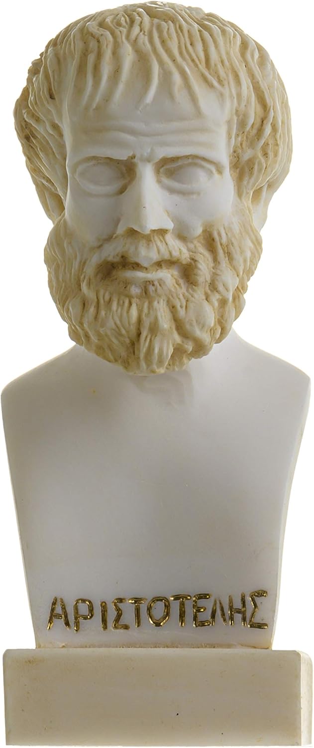 Aristotle Greek Philosopher in Ancient Greece Alabaster Statue Bust 5.5 Inches Gold Tone