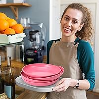 Vista 6 de Juego de vajilla de paja de trigo, platos y cuencos irrompibles aptos para microondas, cuchillos ligeros, tenedores, cucharas para cocina