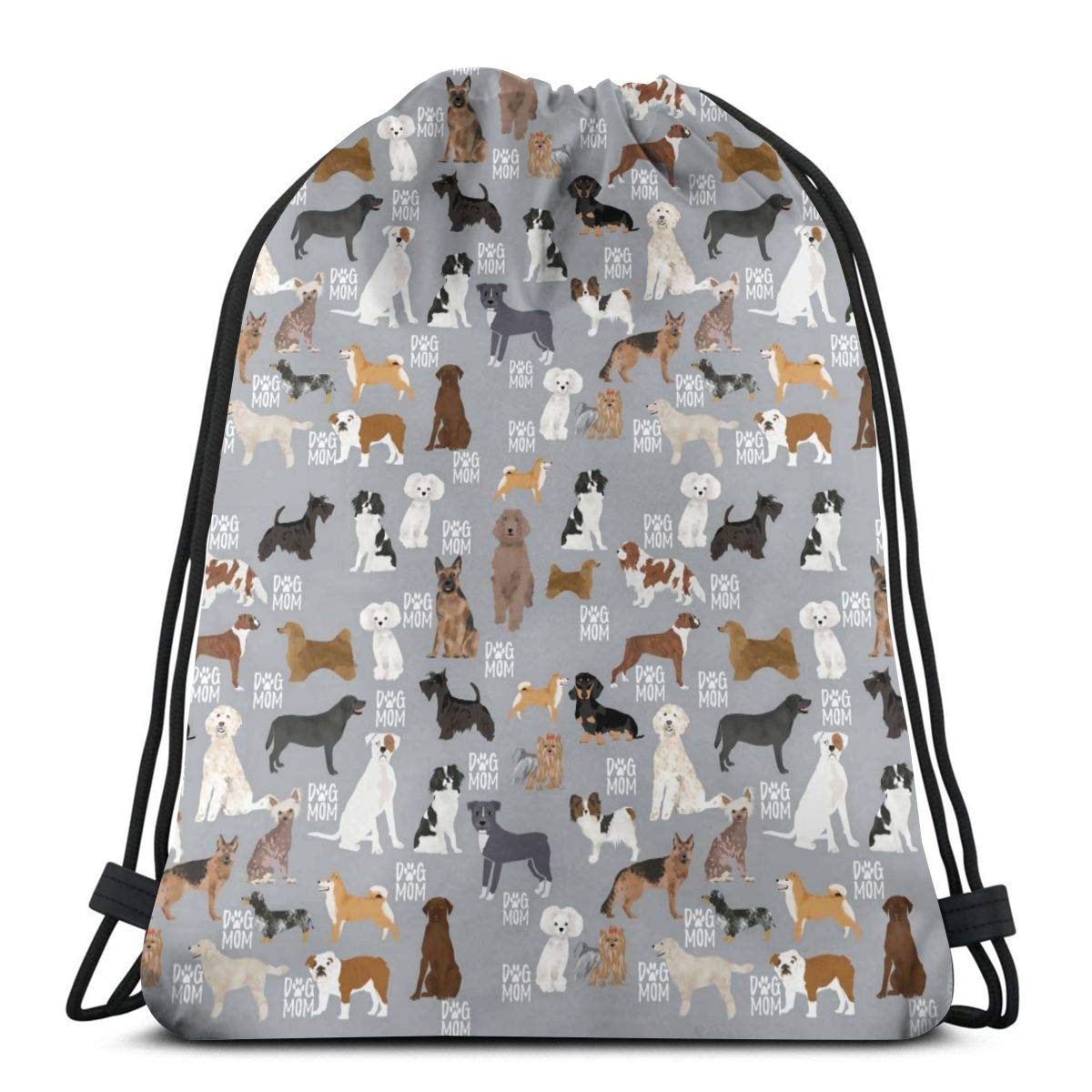 Drawstring Backpack Dogs Mom01 Bag Water Resistant Lightweight Gym Sackpack For Hiking Yoga Gym Swimming Travel Beach