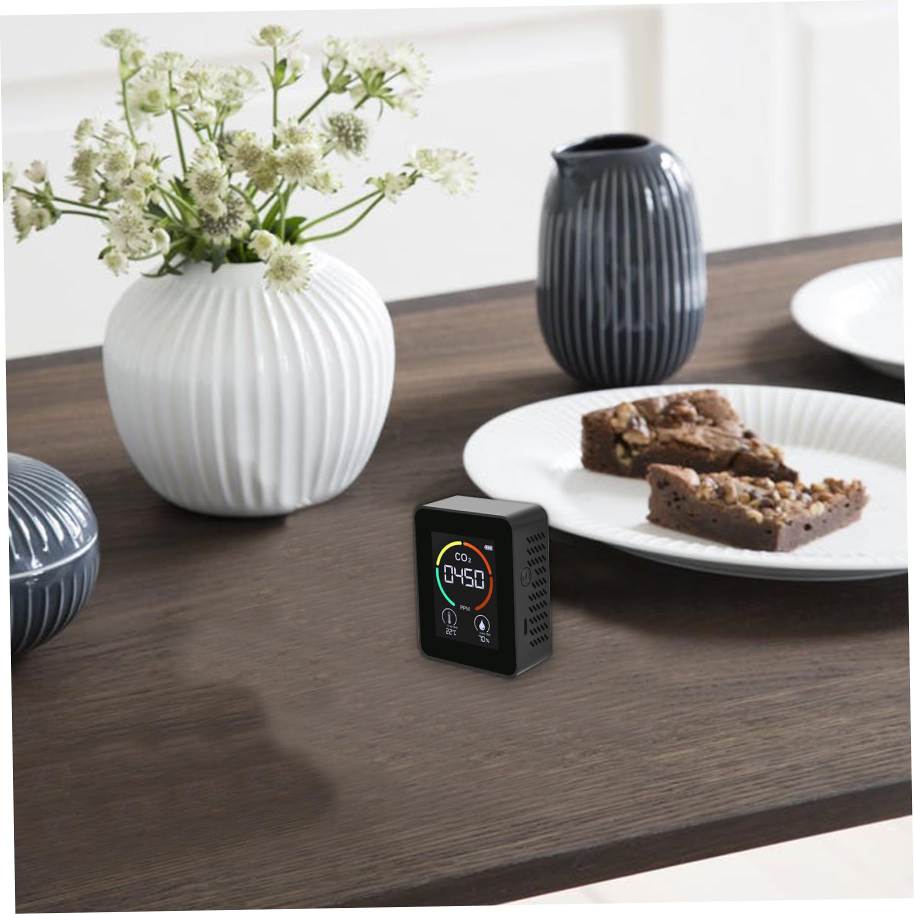 Detector De CO2 3 En 1 Con Pantalla LCD, Medidor De Temperatura Y Humedad, Alarma Visual, Batería 1200 MAh, Para Hogar Y Vehículos