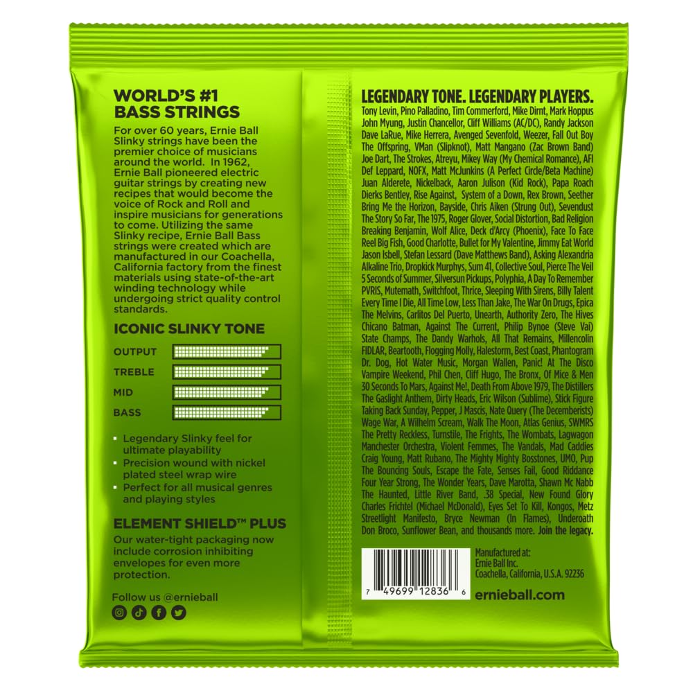 Ernie Ball Regular Slinky Nickelwound 5-Saiten E-Basssaiten Saitenstärke 45-130 (Packung mit 2)