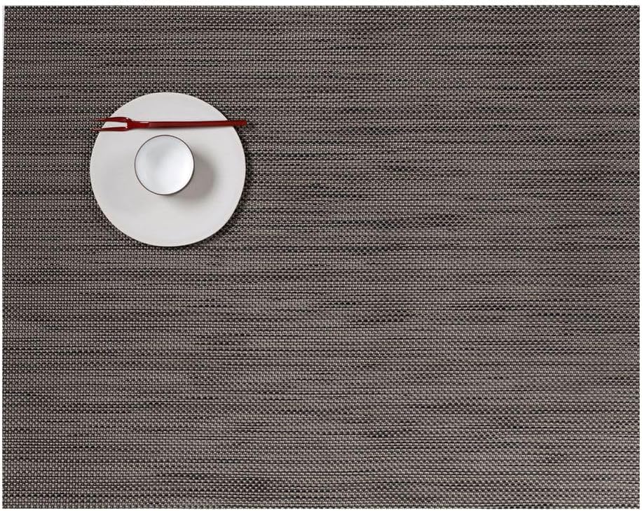 Chilewich Mini Basketweave Placemats in Light Grey - Set of 4 - Easy Care Woven Tabletop Textiles - Indoor/Outdoor - 19" x 14" Rectangle