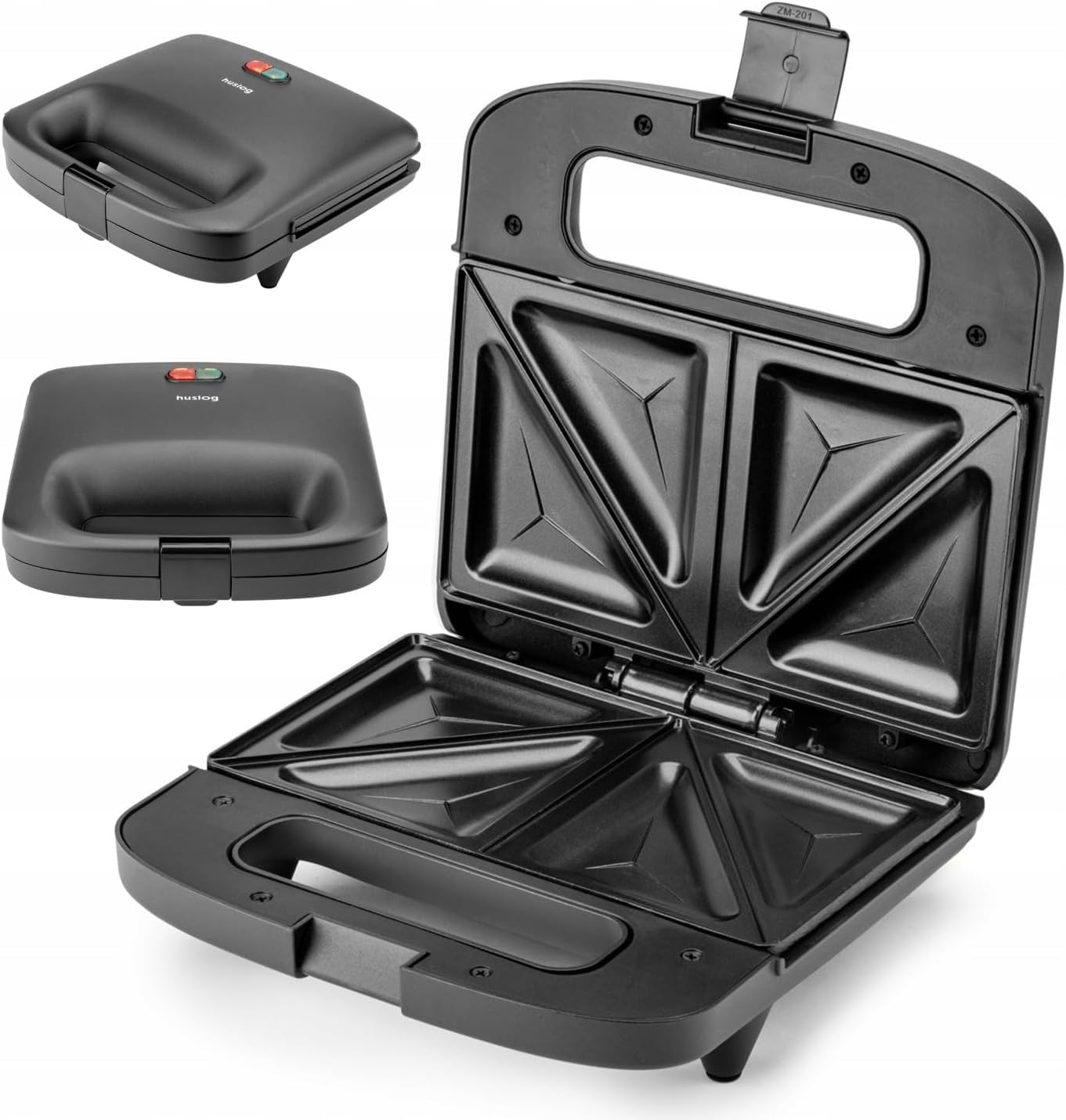 EasyBite Toster, opiekacz do kanapek, powłoka nieprzywierająca, 1000 W, trójkąty, czarny