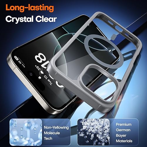 Miniatura 421 de TAURI Funda magnética 2 en 1 transparente para iPhone 14 Pro, compatible con Magsafe [no amarillenta] con protector de pantalla, protección de grado
