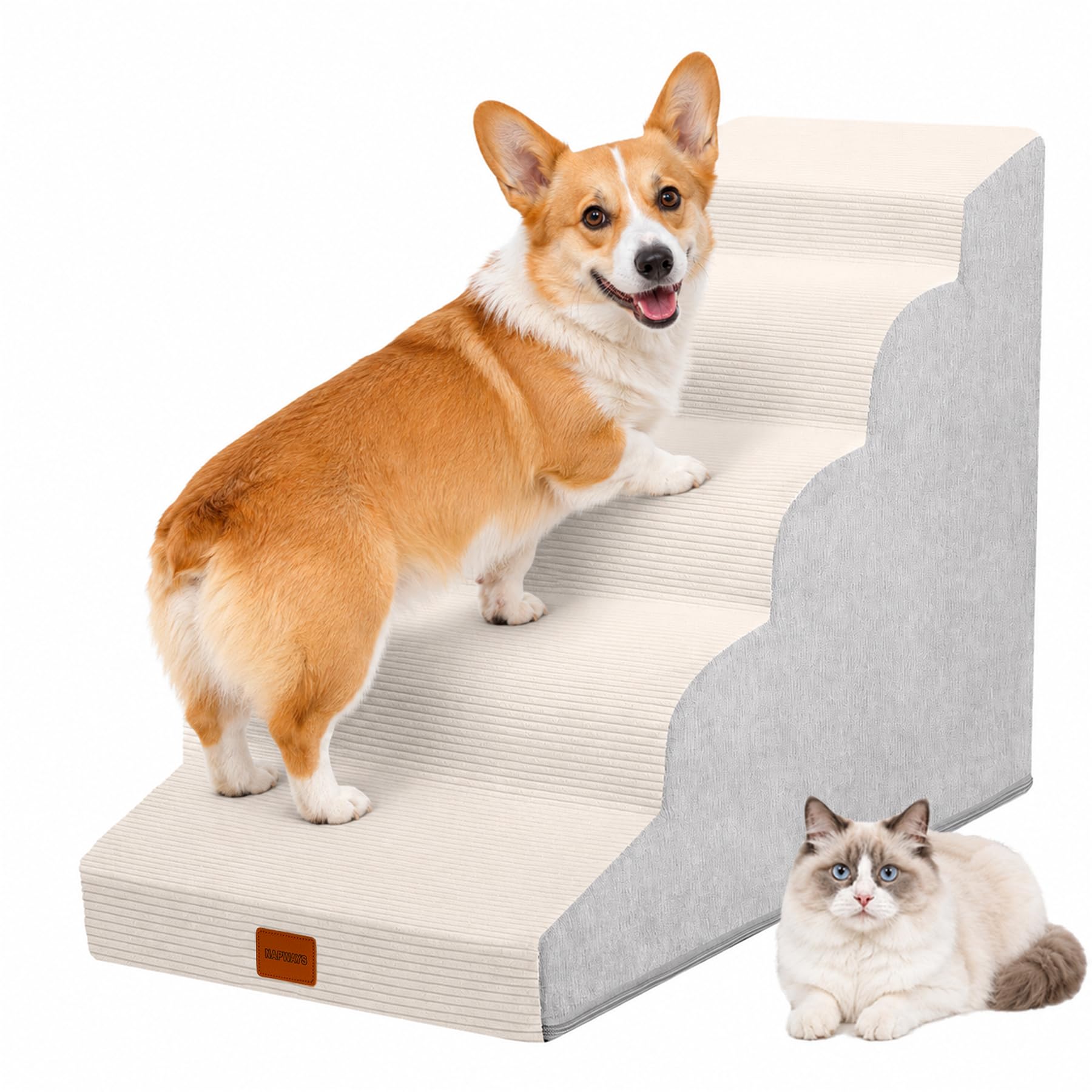 Photo 1 of NAPWAYS 5-Step Pet Stairs, 22.6" H, Beige