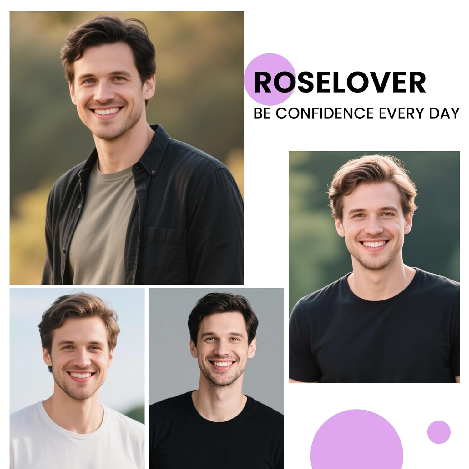 ROSELOVER Men Wig 8x10 Inch,Toupee Hair For Men, Real Human Hair Replacement System with HD Lace & Thin Skin Base,130% Density Natural Looking Mens Hairpiece for Daily Use,(1#) Off Black