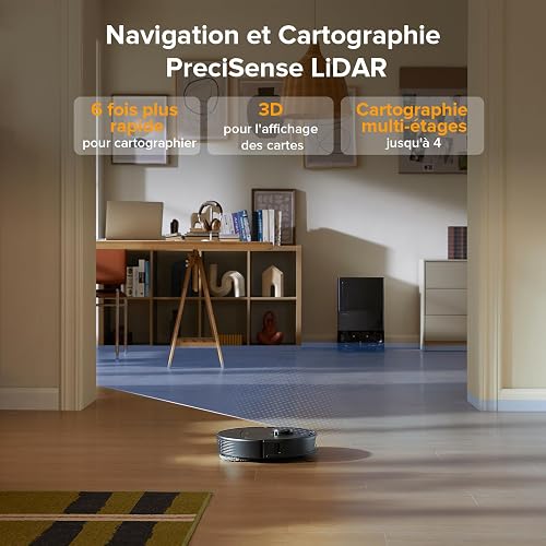roborock QV 35A Aspirateur Robot Laveur, 8000Pa HyperForce, Station Multifonctionnelle, Serpillière Rotative 200 TR/Min & Relevable 10mm, Anti-enchevêtrement, Évitement d'obstacles, Cartographie, APP - 7