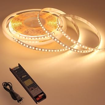 BENLUN 24V LED Strip Light Kit 32.8ft, 3000K Warm White Cuttable Flexible LED Tape Lights, SMD 2835 150W with Power Supply for Bedroom, Commercial, Kitchen, Living Room Ceiling