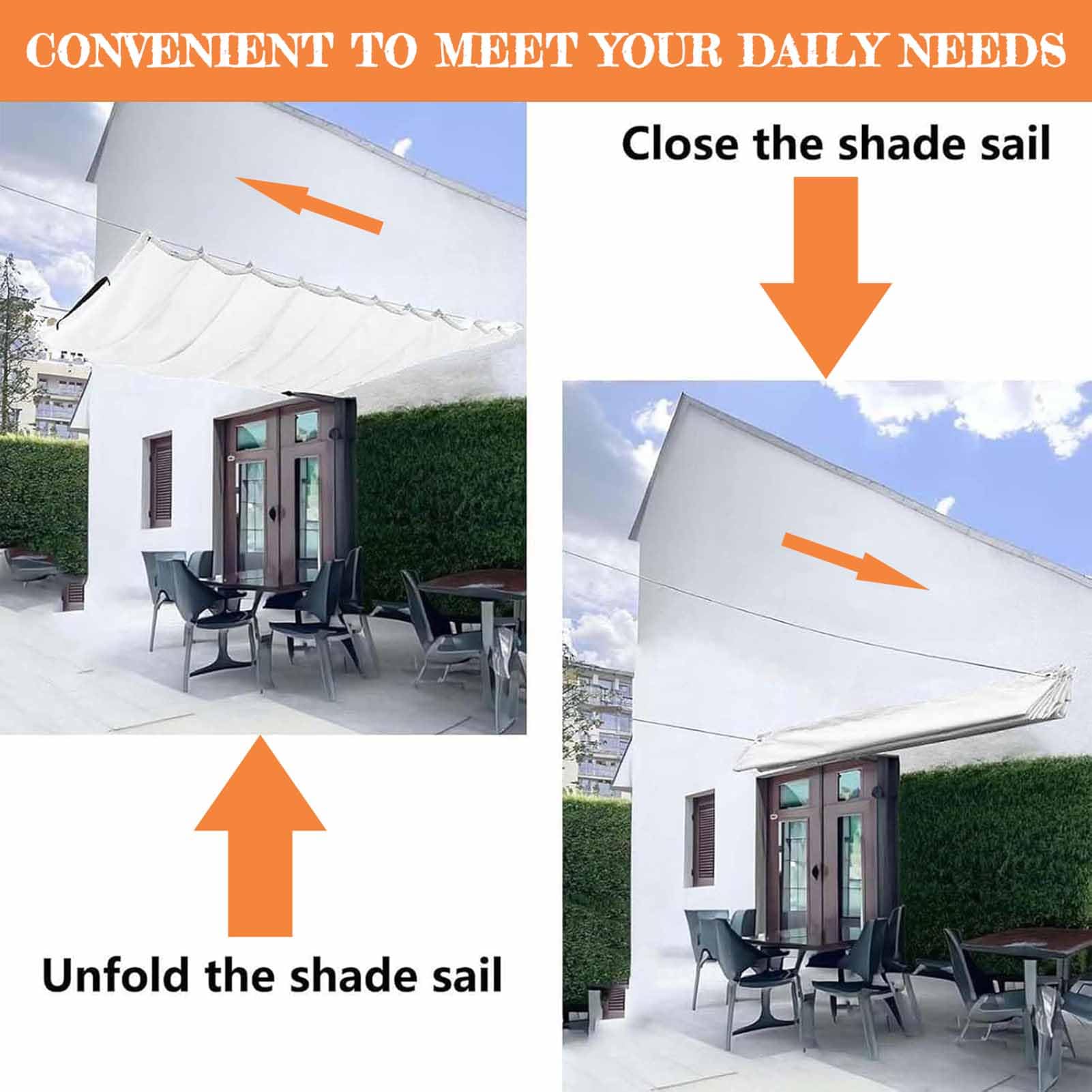 Einziehbar Welle Sonnensegel(Benutzerdefinierte Größen), Sonnenschutz UV-Schutz Wetterfest ohne Bohren Reißfest Schattenabdeckung mit ösen und Seil für Pergola für Balkon und Garten