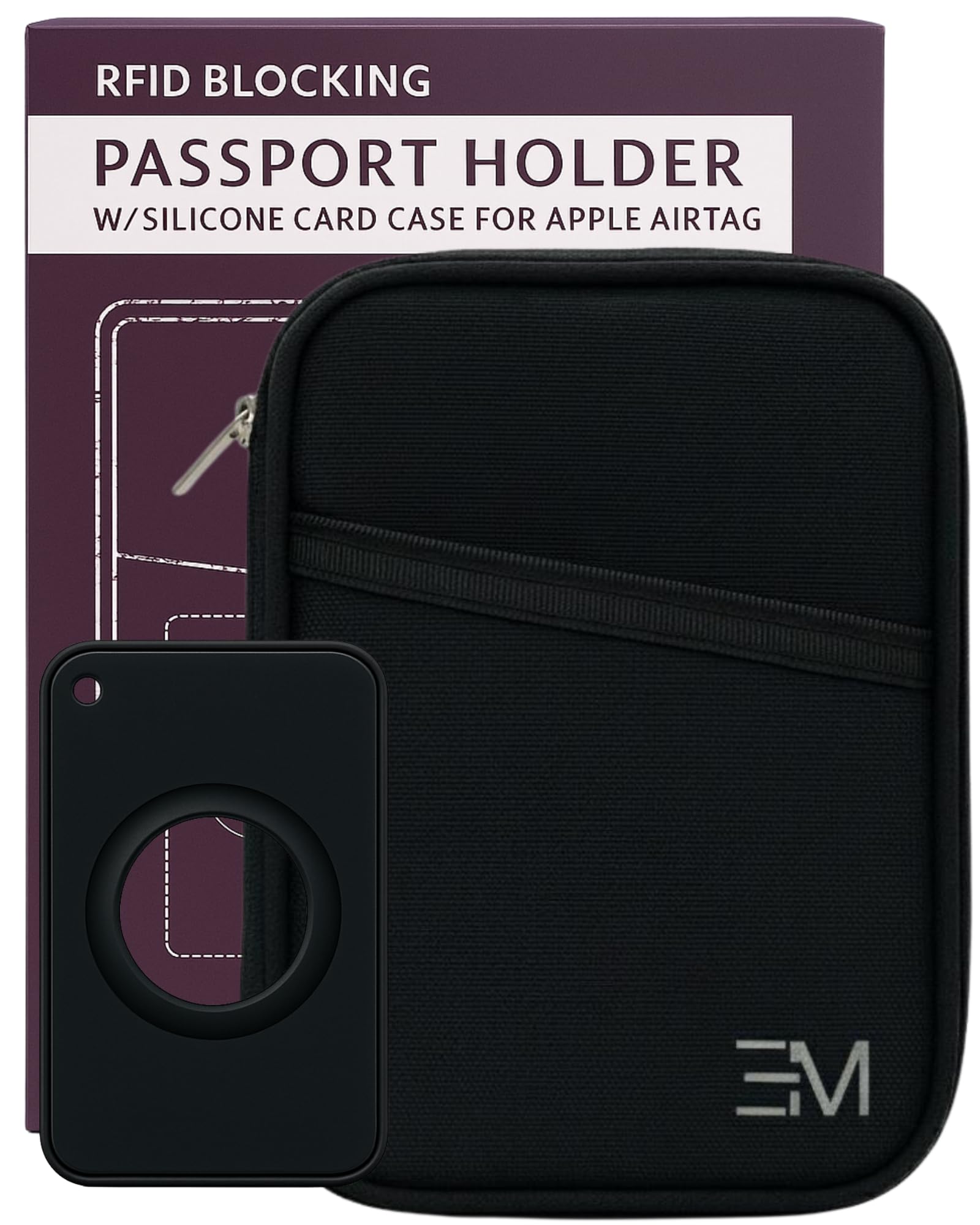 RFID Protection Travel Wallet & Passport Holder – Zippered Organizer Case with AirTag card holder – Holds Cards, Cash, ID, Tickets-image-17