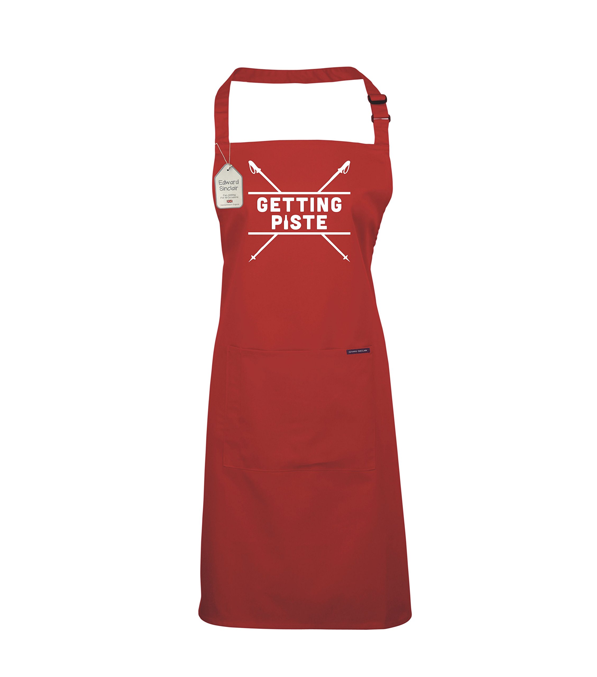 Edward Sinclair Red Getting Piste Apron with White Print