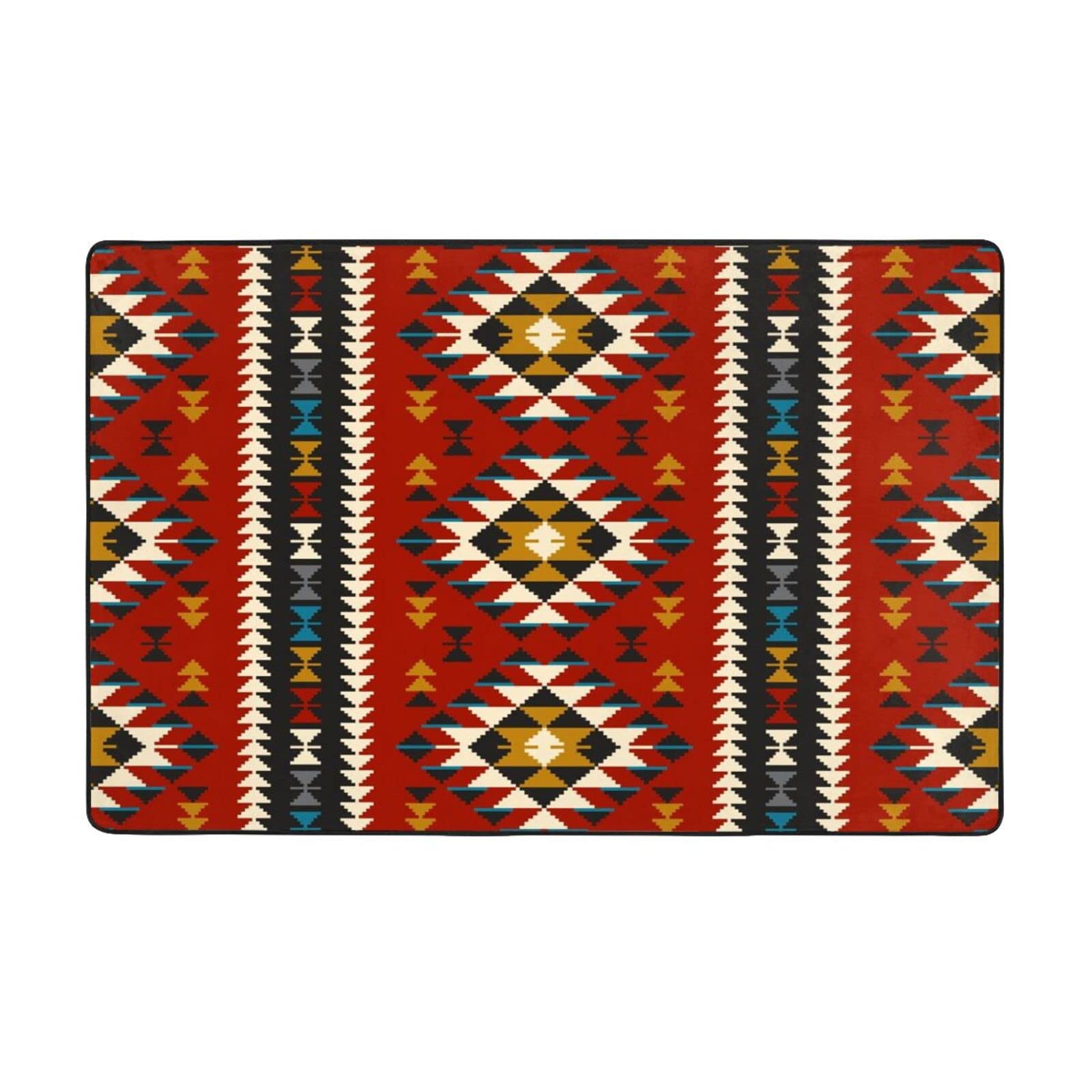 Grand tapis de sol en flanelle - Antidérapant et lavable - Pour salon, chambre à coucher - Motif aztèque d'Amérique du Sud-Ouest d'Amérique du Sud-Ouest - 100 x 150 cm