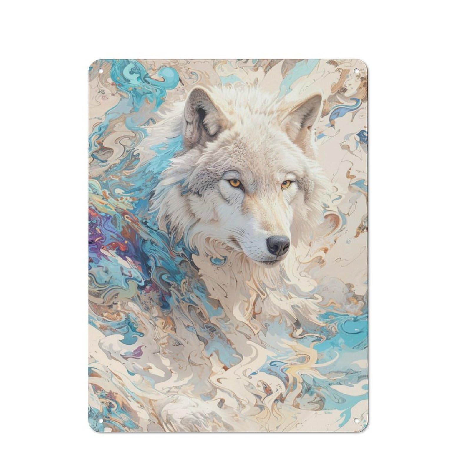 Junmoney Mystic Wolf Retro Printed Metal Sign 40X30cm For Kitchen Or Home Bar, For Garage, Workshop And Man Cave Decoration