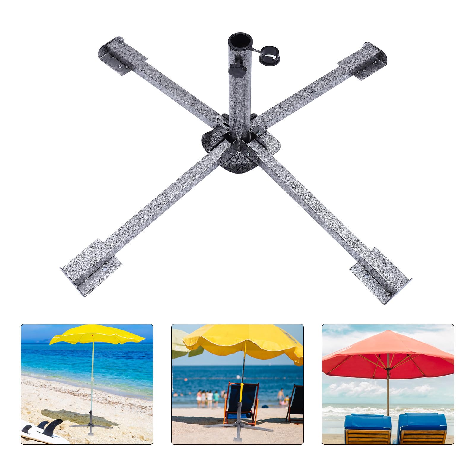 TOYANDONA Pied de Parasol Lourd en Fer Pliant pour Parasol Extérieur, Base Stable pour Plage et Jardin, Compatible Sandales Femme