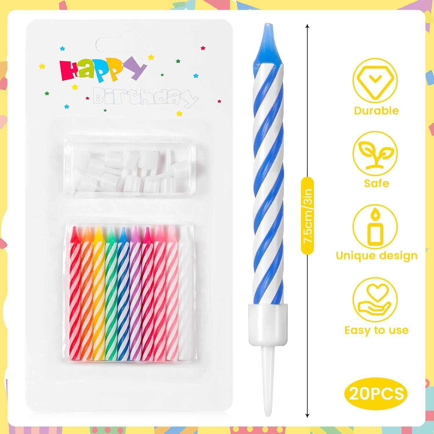 Sinmoe színes gyertyák tortán