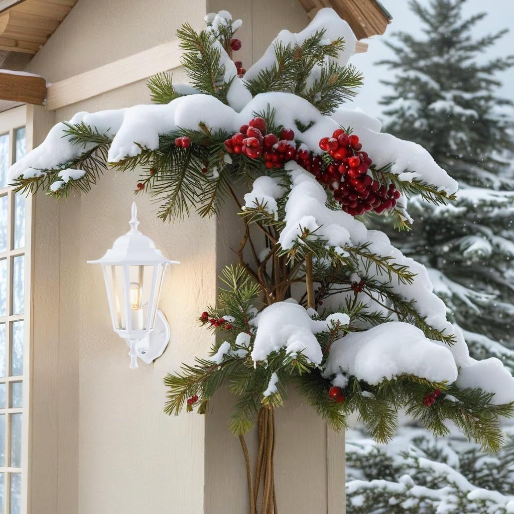 Outdoor Wall Lantern, Dusk to Dawn Exterior Wall Sconce with Clear Glass, Waterproof White Aluminum Porch Light, Anti-Rust Outside Lighting Fixtures for Patio Front Door Entryway, 2-Pack