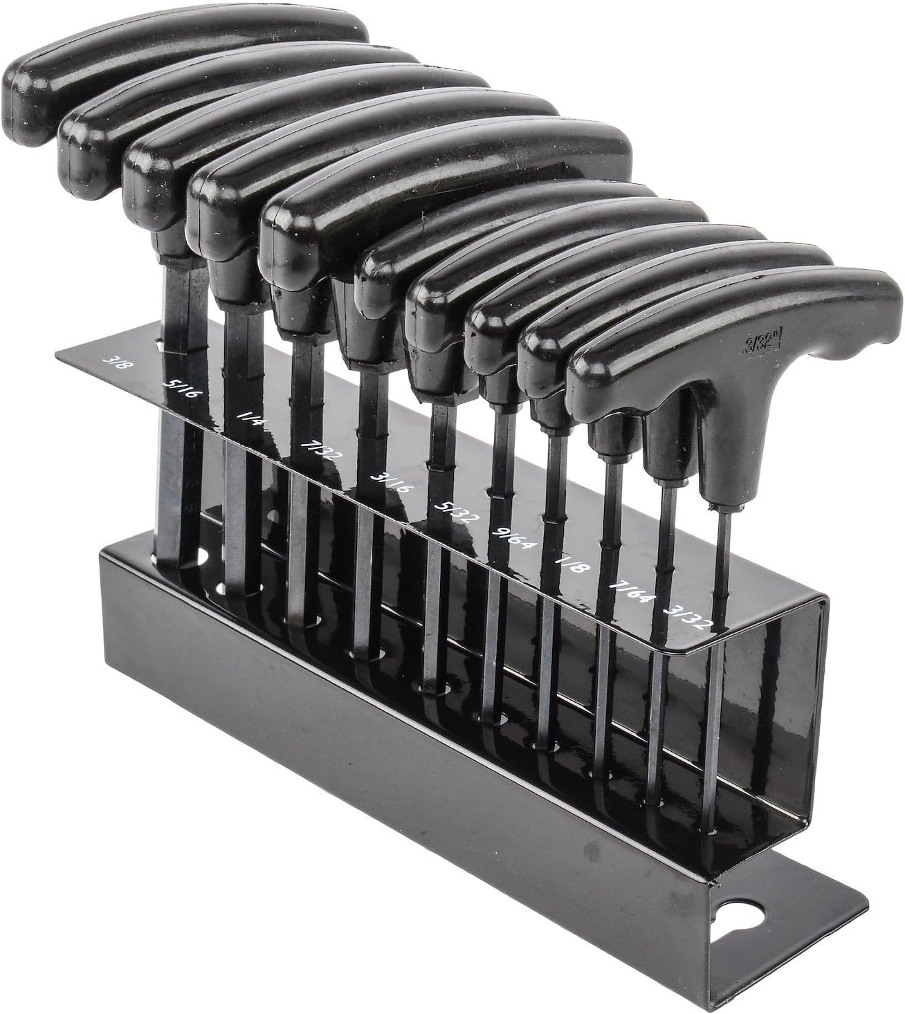 JEGS 10-Piece T-Handle Hex Key Set | SAE | 3 3/4 � Shaft Length | Plastic Grips With Steel Shafts | Corrosion Resistant