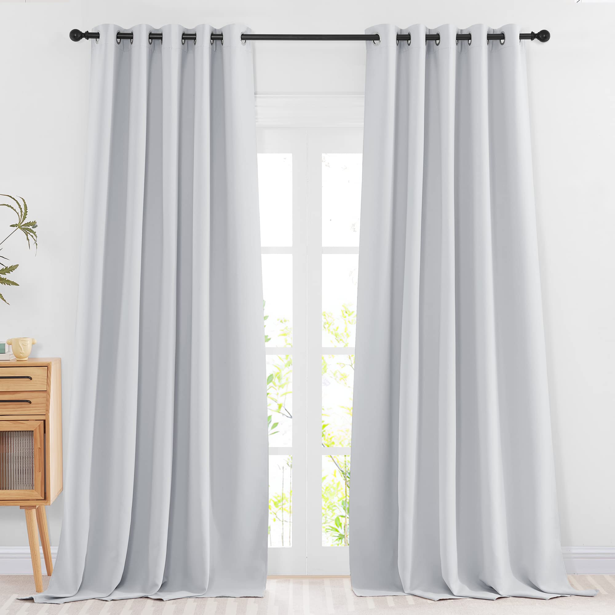 NICETOWN Room Darkening Curtains Extra Long 102 Inches - Grommet Thermal Insulated Weighted Window Drapes Sound Reducing for Living Room/Farmhouse (