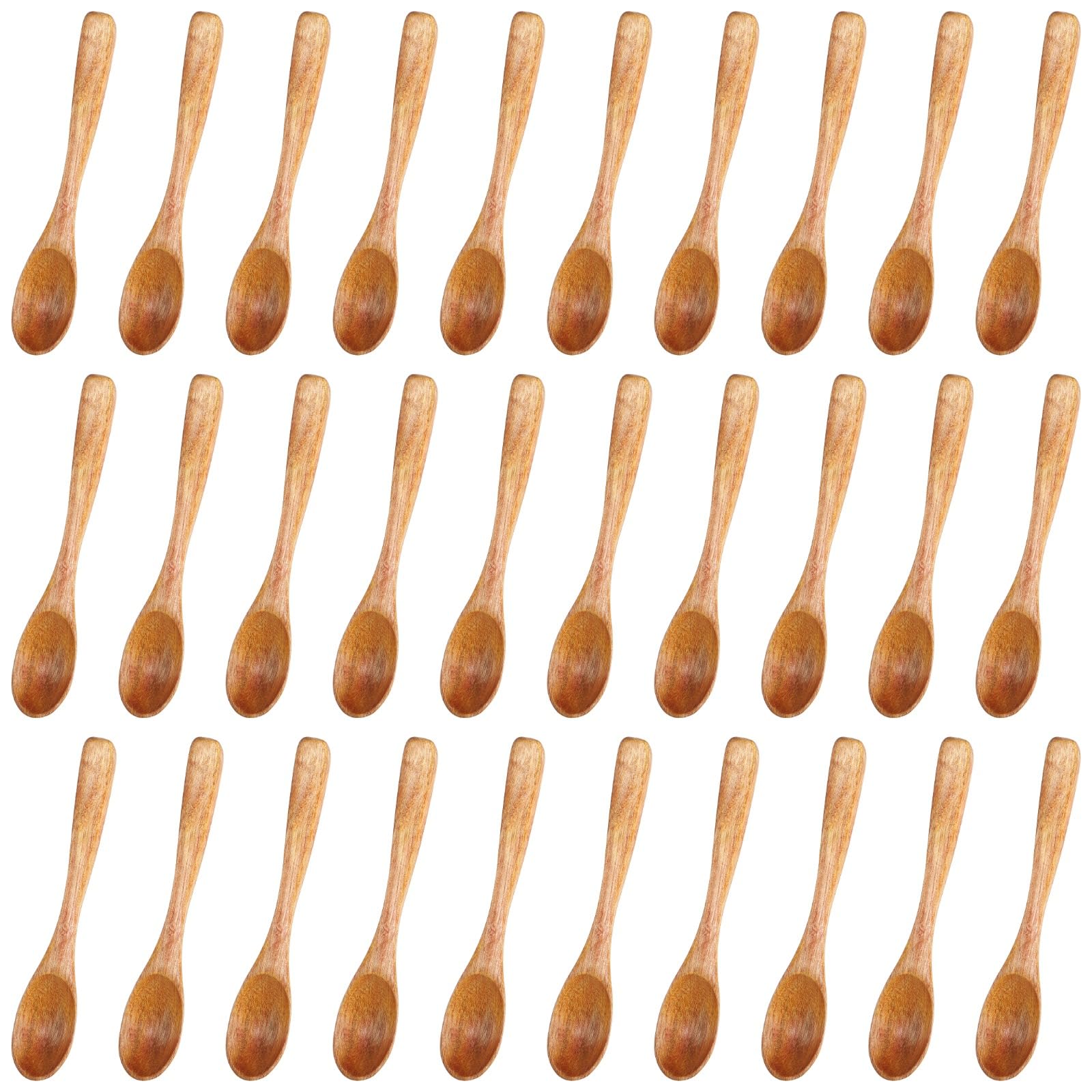Kleine Holzlöffel, 9,9 cm, kleine Mini-Gewürzlöffel aus Holz zum Kochen, Servierlöffel für Salz, Honig, Zucker, Pfeffer, kleine Teelöffel für die Küche, 30 Stück