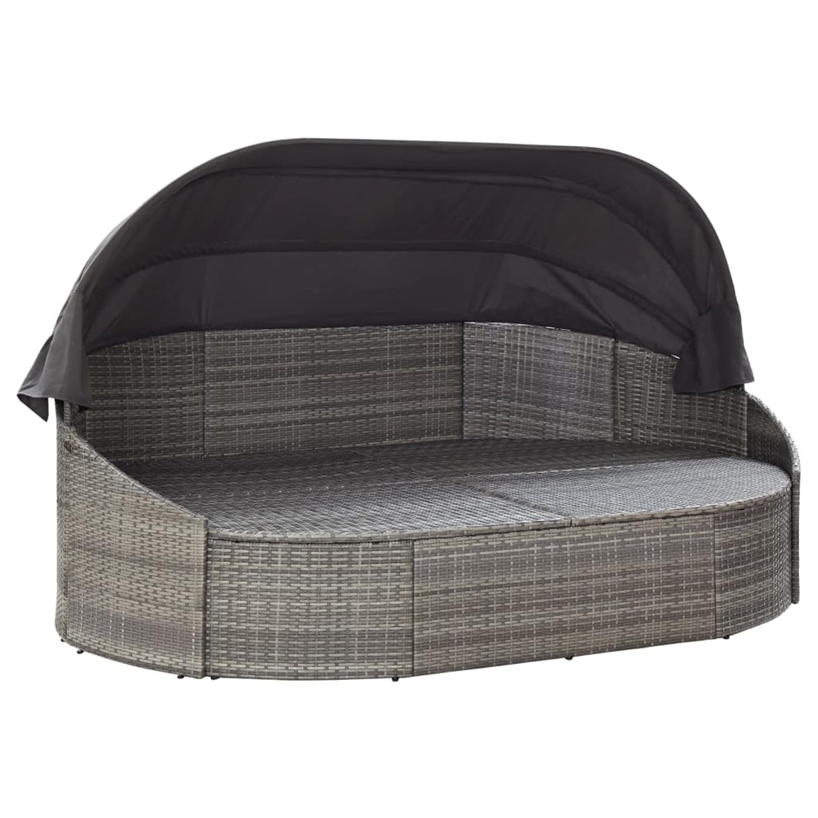Gecheer Lettino Prendisole,Matrimoniale,in Polyrattan,Grigio,con Baldacchino,Divano Letto,3 Posti,da Giardino Esterno,in Polyrattan,Lettino da Giardino Matrimoniale,Grigio e Antracite