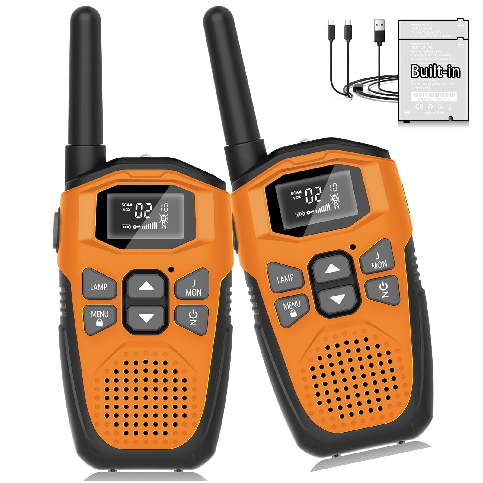 DC DECROSS 43/44 Walkie Talkie Kinderen en Volwassenen, set 2 Walki Talki tot 4 km, PMR446 16 kanalen, VOX, Zaklamp, Cadeau Jongens Meisjes 4, 5, 6, 7, 8 jaar, wandelen, kamperen (DC43 Geel