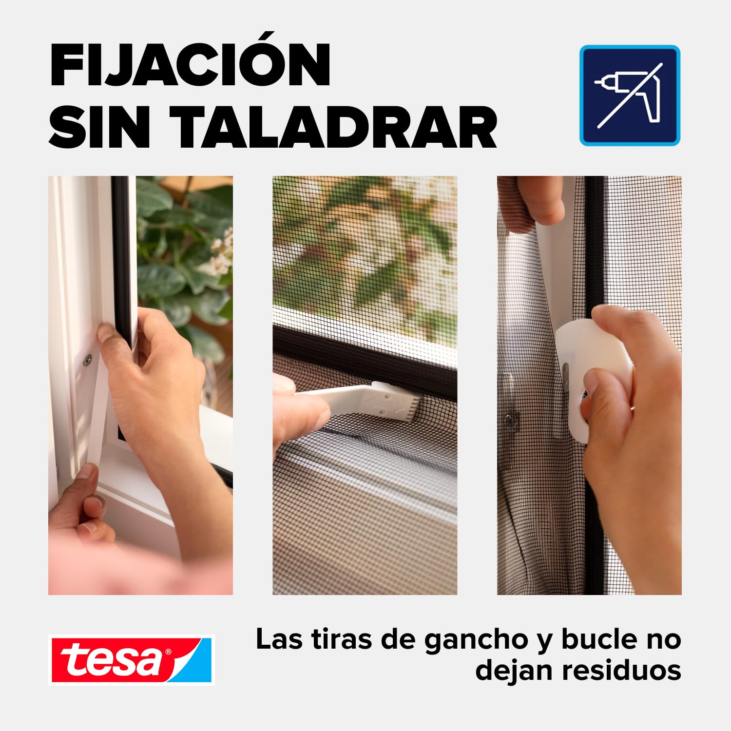 tesa Insect Stop Mosquitera con Gancho-Bucle - 3X 135 x 155 cm - Antracita