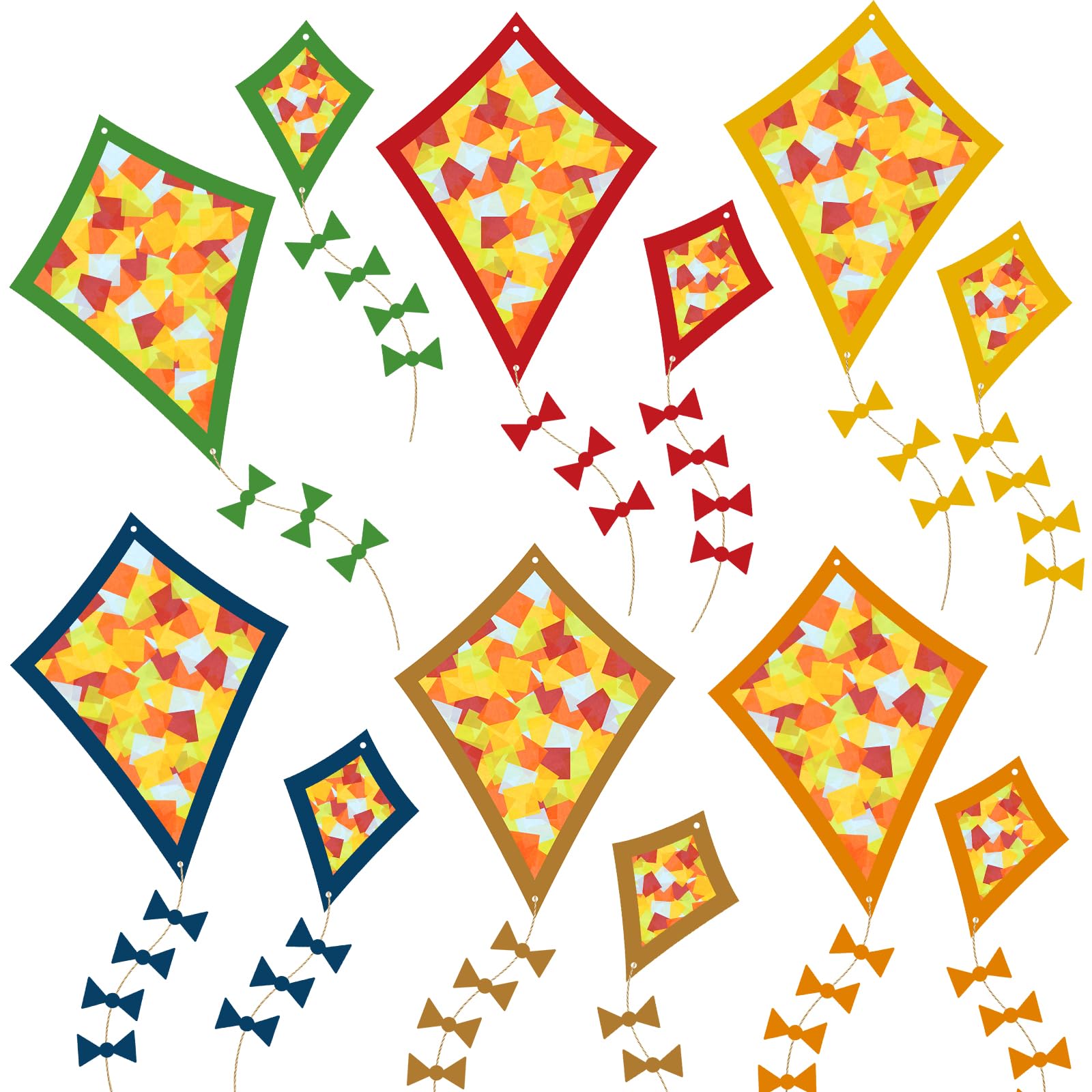 Pack of 12 Autumn Crafts for Children, Autumn Decoration Window Pictures, Autumn Craft Set, Autumn Crafts with Children, DIY Leaves Gift, 12 Paper Dragons, 12 PET Stickers, 500 Confetti 1 String