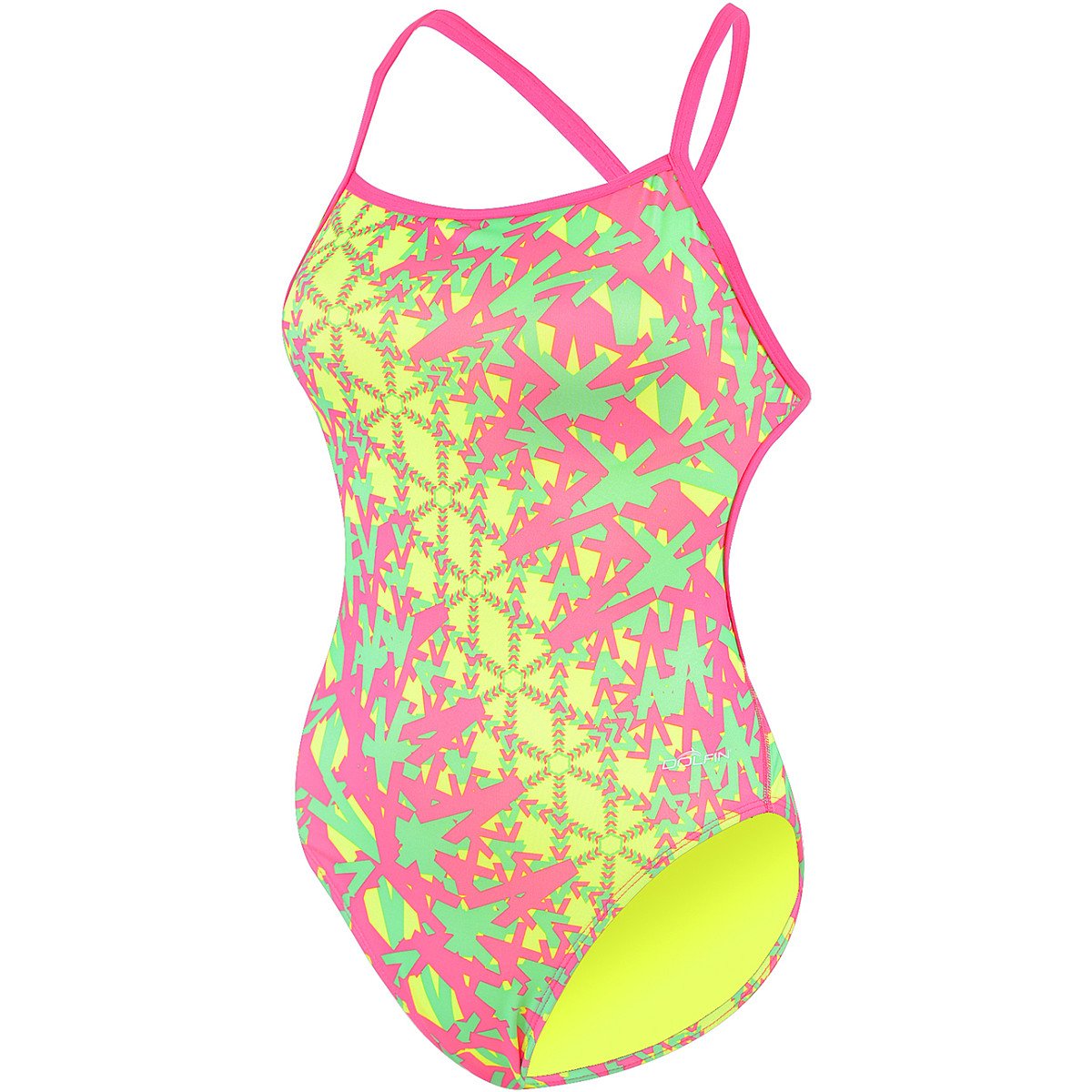 DOLFIN WOMEN'S BELLAS TIE-BACK SWIMSUIT ZIGGY-PNK/YLW SIZE 28