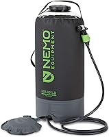 NEMO Helio Portable Pressure Camp Shower with Foot Pump - Gravity-Free, 7ft Hose for Camping & Hiking