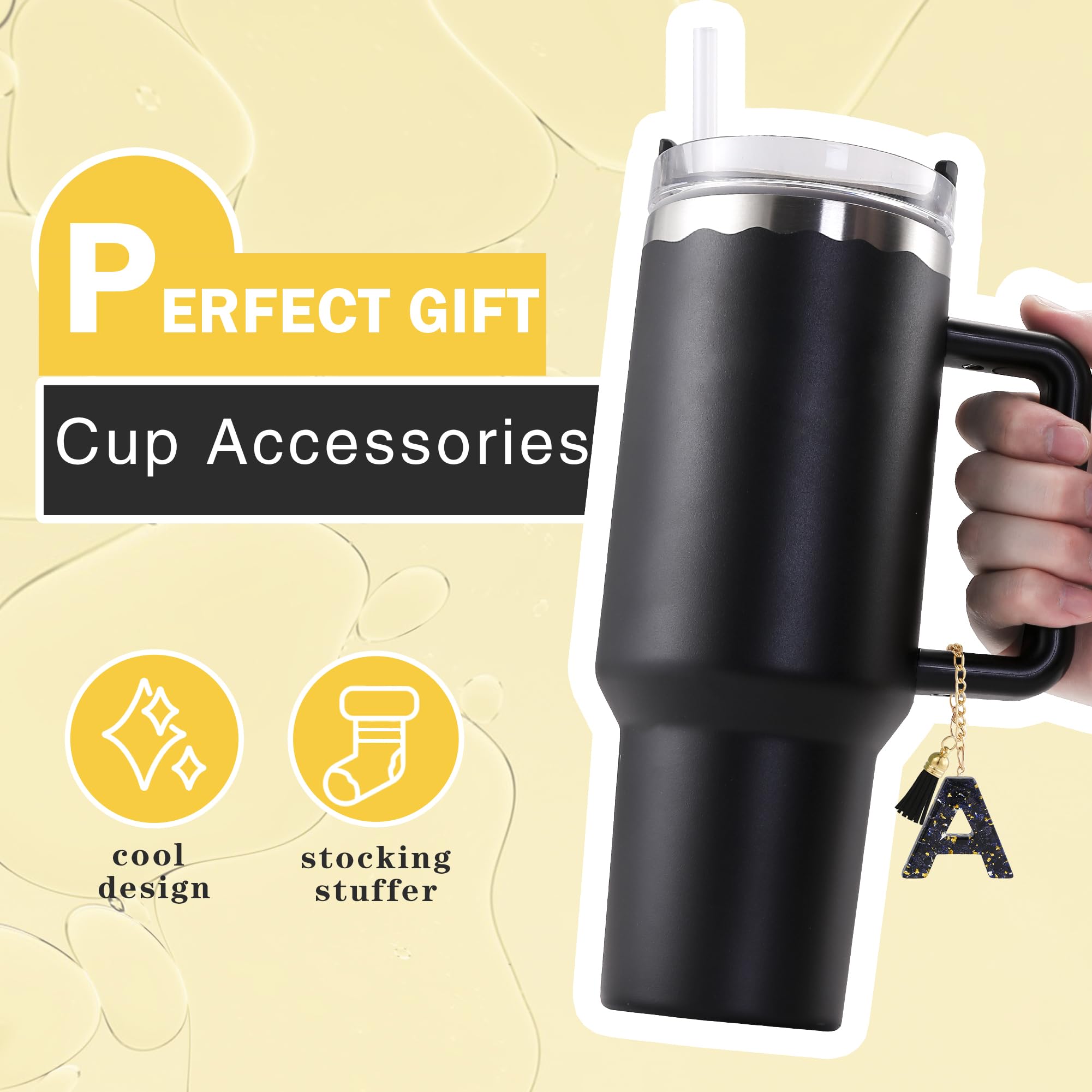 Condition photo showing New/Like New for Letter Charm Accessories for Stanley Cup 1 PCS Cute Initial Keychain Handle Charm for Stanley Tumbler for Women