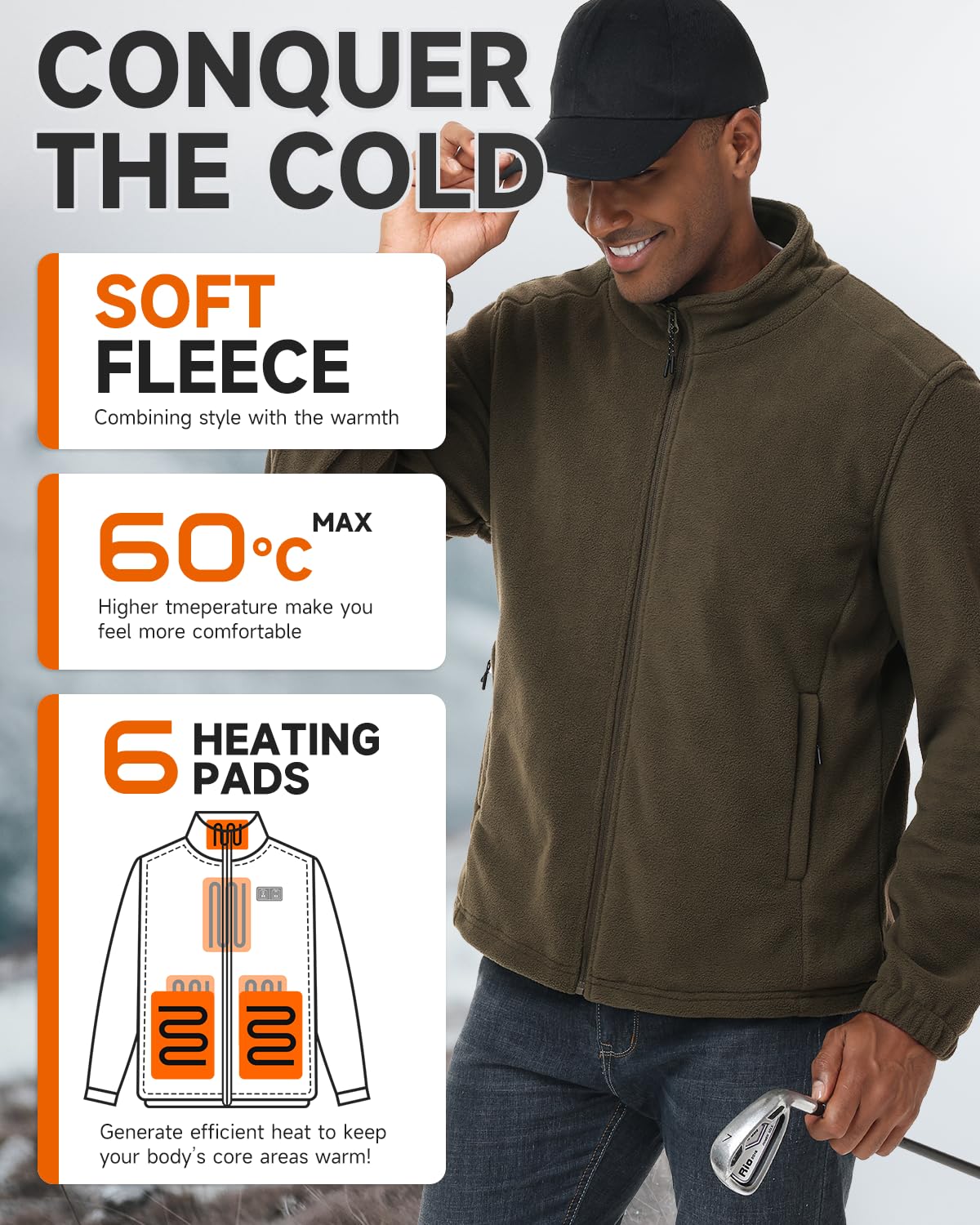 LABEWVI - Chaleco calefactor para hombre, con batería incluida, 10000 mAh, forro polar C1