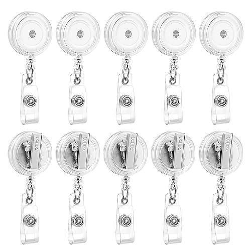 50 Pack Badge Reels Retractable with Swivel Alligator Clip Retractable