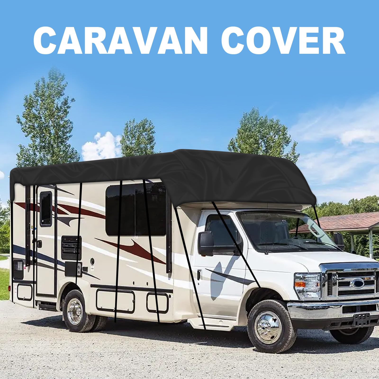NEWFUN Telo Copri Camper, Copertura Camper, Telo Universale 210D per Caravan Universale, Protezione UV, Protezione dal Sole, Protezione Dalla Neve, Protezione dal Gelo (7,5 x 3 m)