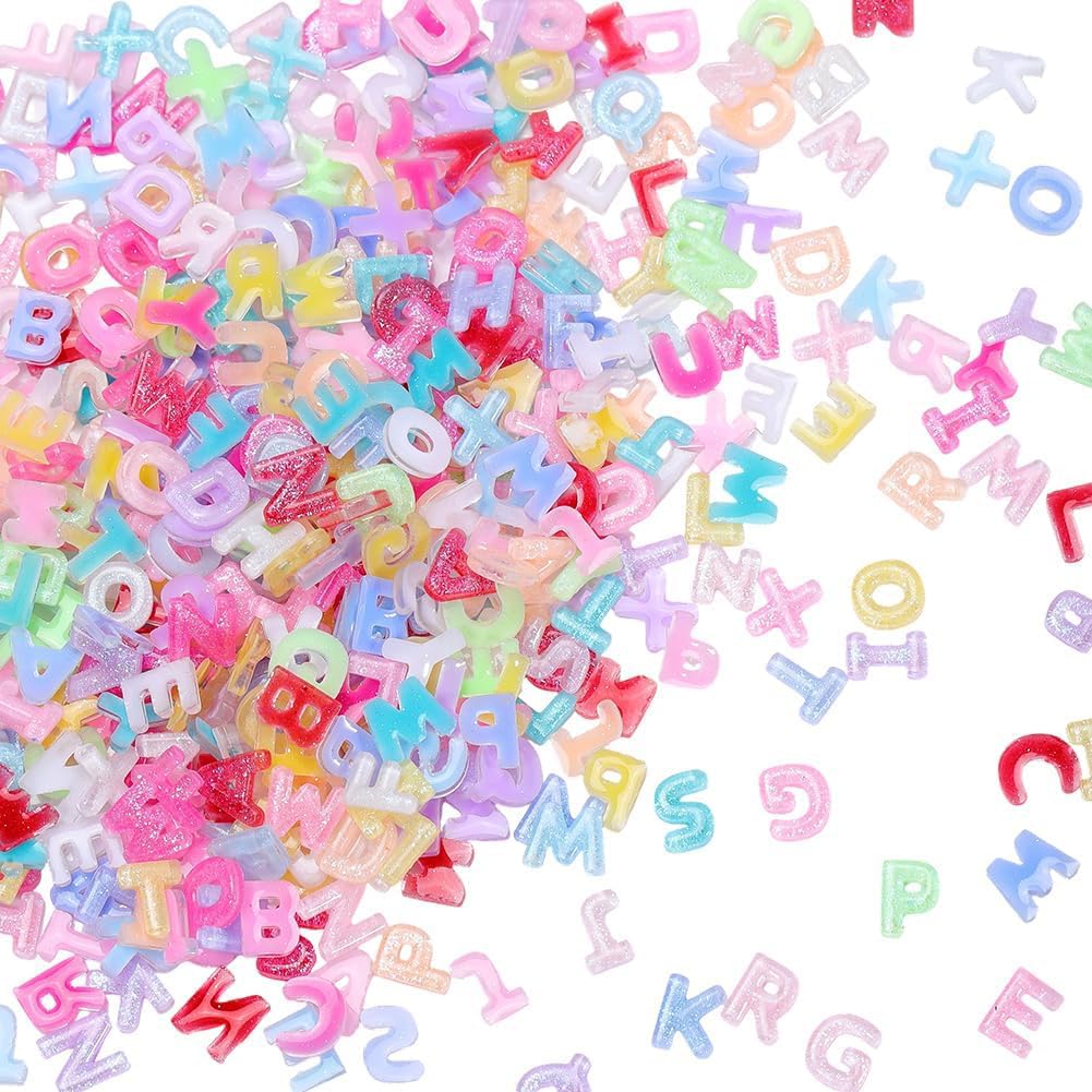 SUNNYCLUE 1 Box 30G Resin Alphabet Charms Letter Cabochons Bulk Colorful Random Flat Back Opaque Alphabet A to Z Initial Cabochons for DIY Crafts Nail Art Phone Case Decor Scrapbooking Embellishments