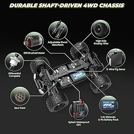 HAIBOXING 1:18 Scale RC Truck 18859E, 4X4 Off-Road Vehicle with Speeds up to 36km/h, Hobby Grade 2.4GHz Remote Control, Water-Resistant Electronics, Two 7.4V Li-Po Batteries for Extended Playtime