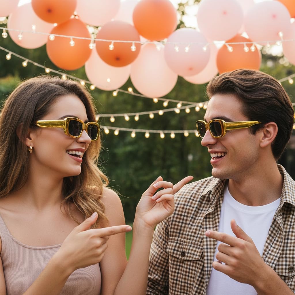 Fsmiling Gold Sunglasses Bulk Classic Sunglasses Pack Costume Glasses Shades Cool Eyewear for Men & Women-4/8/10/20Pack - Image 2