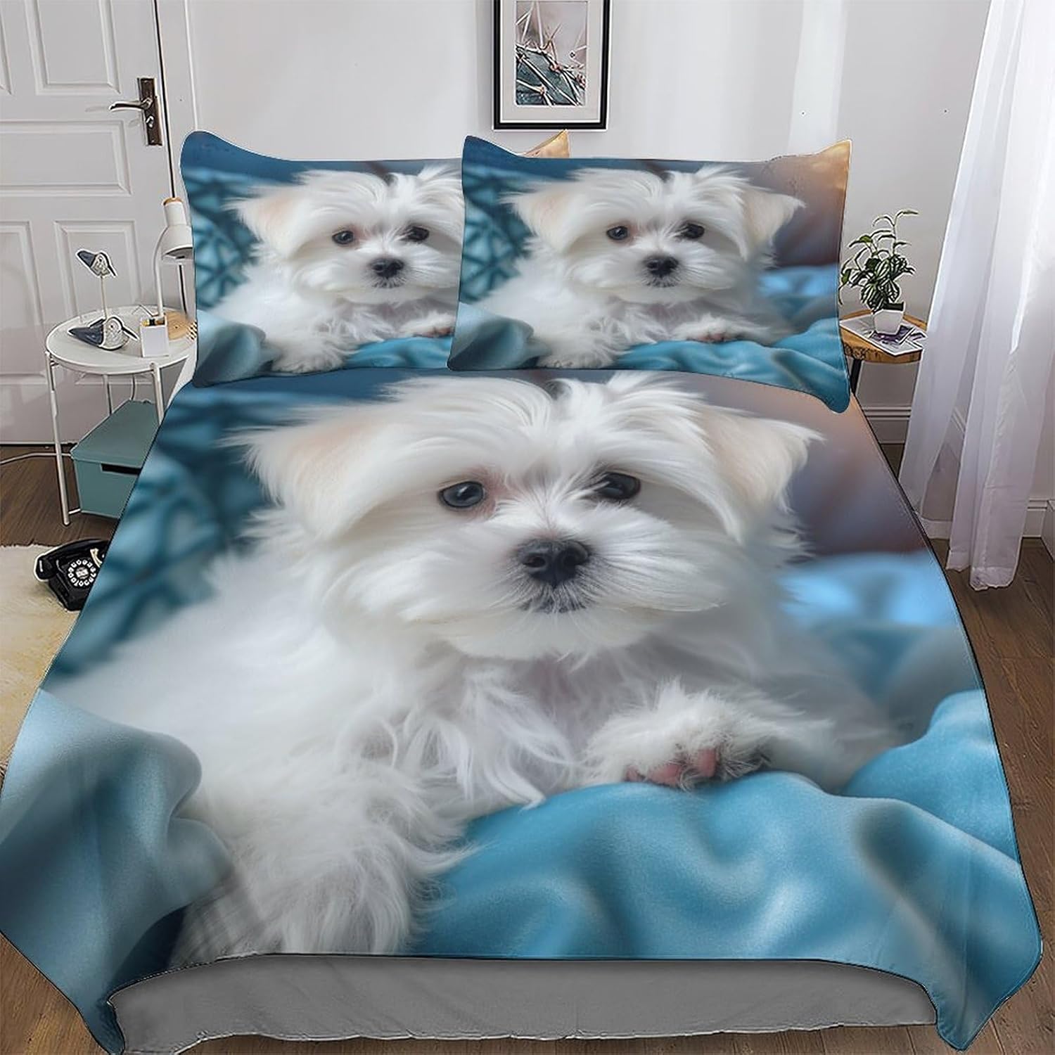 Housse de Couette 200x200 cm Microfibre Douce Imprimée 3D Chien