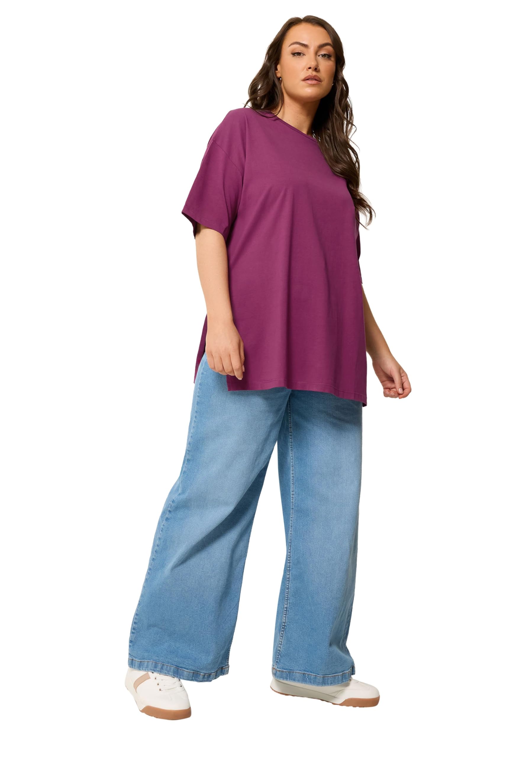 Yours Women's Purple Longline T-Shirt In | Size: 18