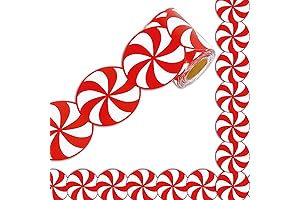 Whaline Candy Cane Christmas Bulletin Board Borders 32.8ft--Die-cut Xmas Candy Shaped Rolled...
