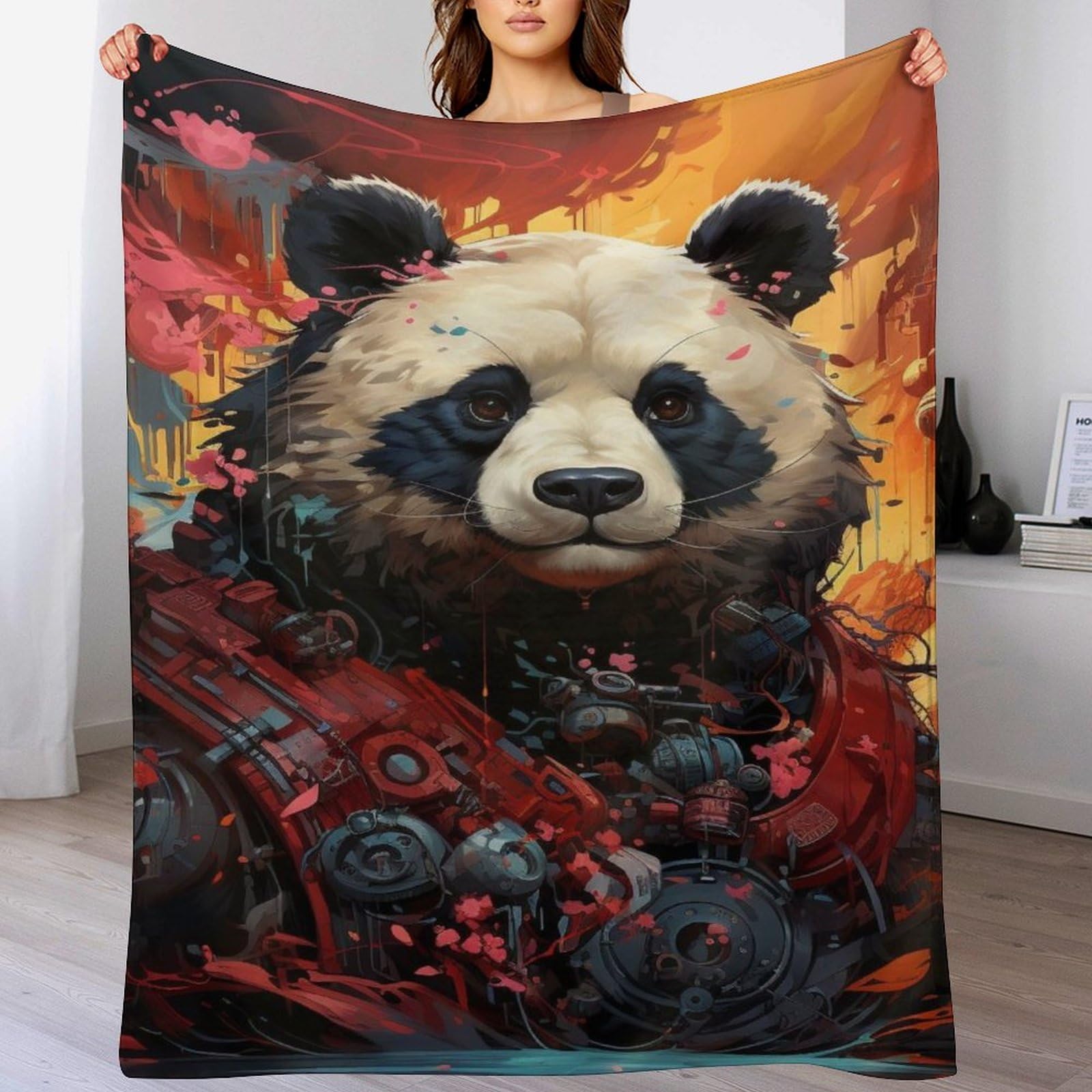 Couverture de lit panda en flannel douce quatre saisons | Jeté de canapé 100x130cm
