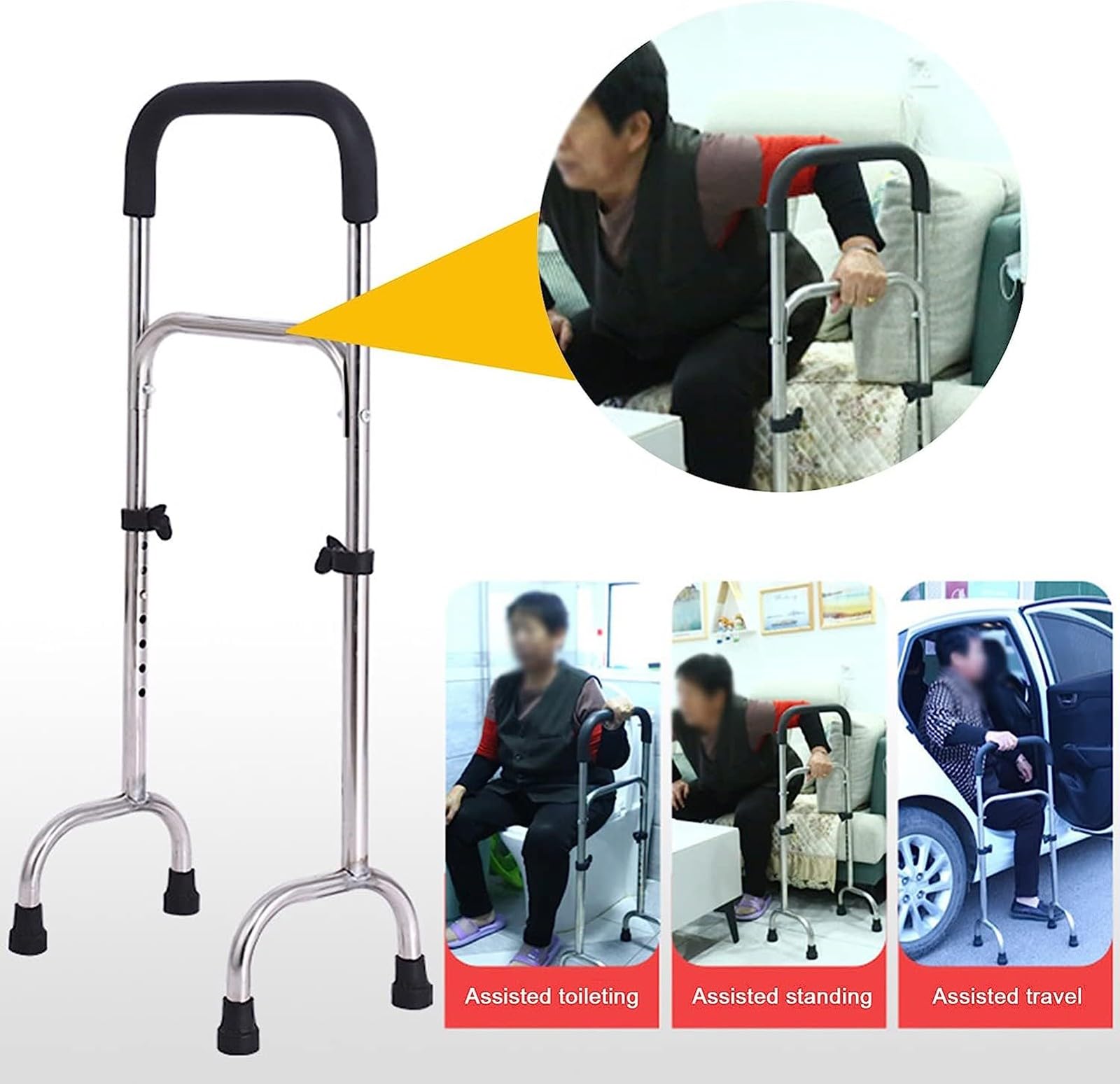 Laska Quad Cane z podstawą z czterema nogami dla stabilności i lekkiego podparcia